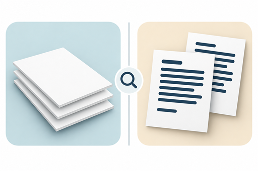 Deux cartes conceptuelles séparent le nombre de feuilles physiques et les faces portant du texte